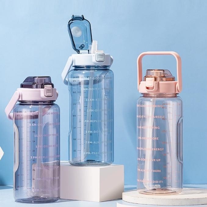 Botol Minum Transparan - Botol Air Motivasi - Botol 2 Liter