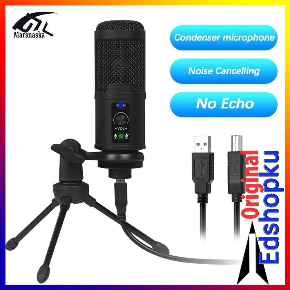 Mic Microphone Condenser USB Komputer Laptop DJ Live Recording & Stand