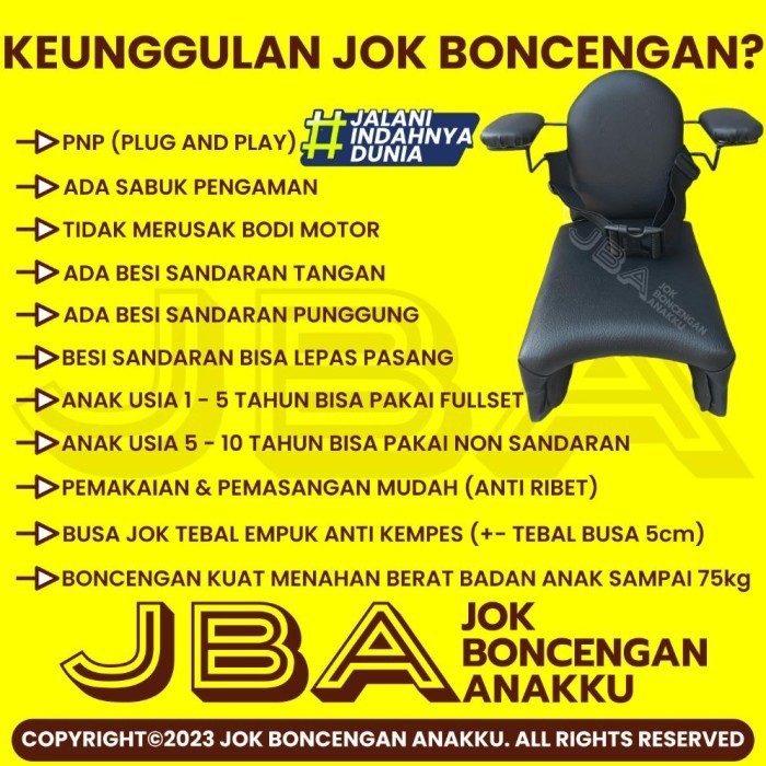 Jok Boncengan Motor Anak Adv + Besi Sandaran + Seatbelt Harga Murah