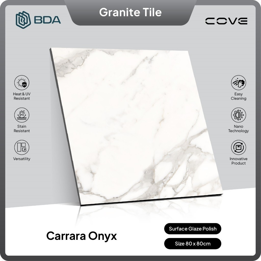 BDA Granite Tile Granit 80x80 Keramik Lantai Keramik Dinding Carrara Onyx
