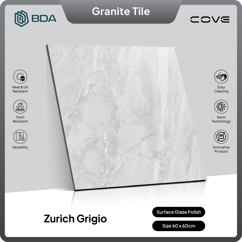 BDA Granite Tile Granit Lantai 60x60 Granit 60x60 Keramik Lantai Keramik Dinding Zurich Grigio