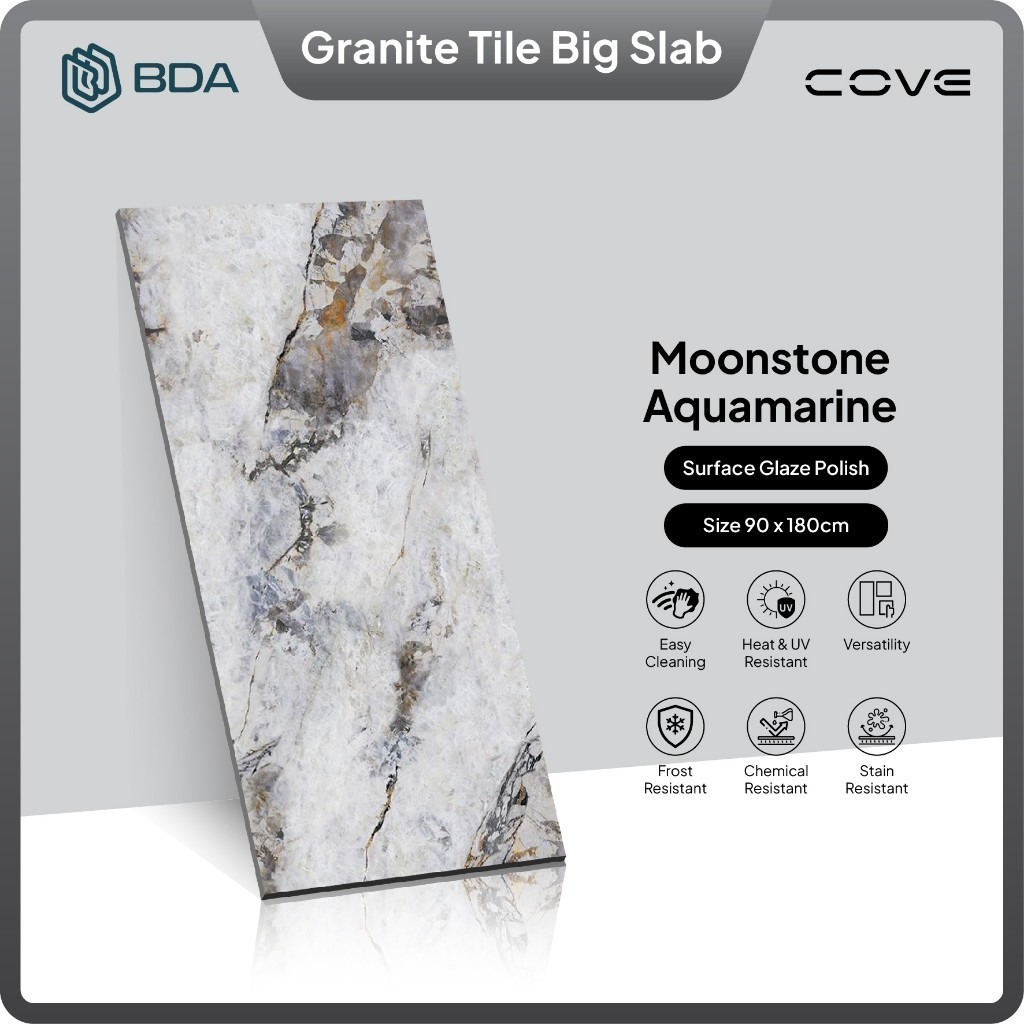 BDA Granite Tile Granite 90X180 Keramik Lantai Keramik Dinding Big Slab Moonstone Aquamarine