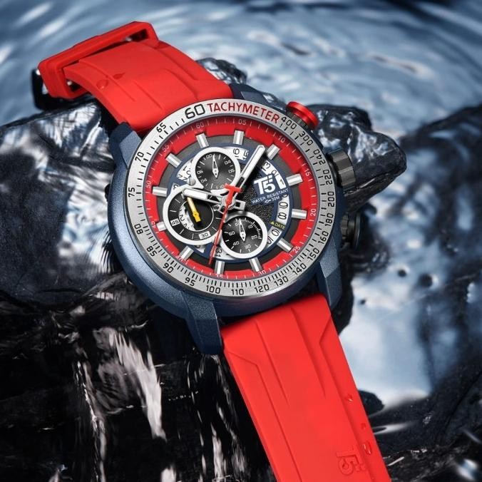 Jam Tangan Pria Original T5 H 3921G Red Blue