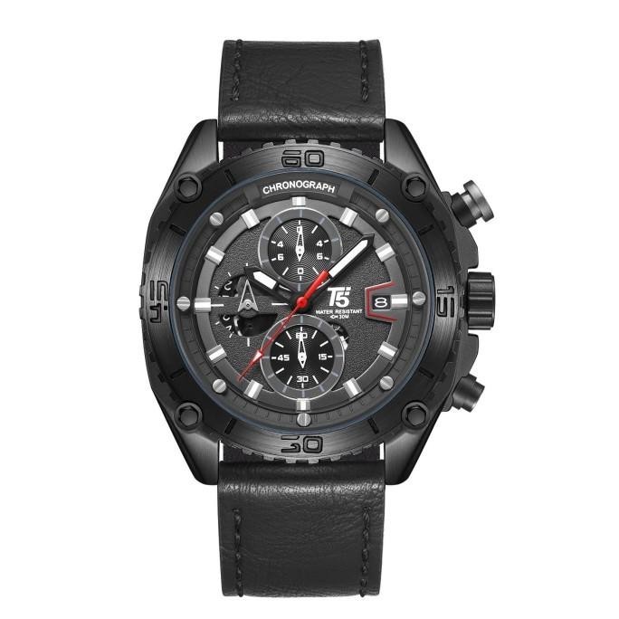 Jam Tangan Pria Original T5 H 3879G Black Brown