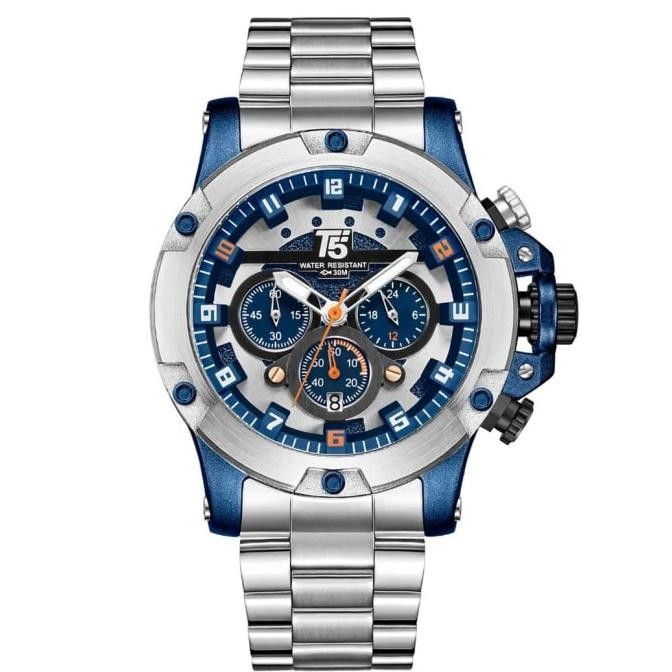 Jam Tangan Pria Original T5 H 3760G Blue Rosegold