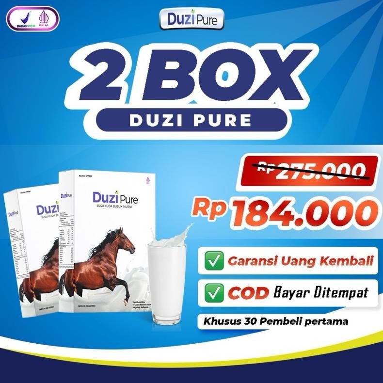 

Sendi Sehat Dengan Duzi Pure Susu Kuda Asli Bubuk Herbal 100% Paket 2 Box Original Free Ongkir Bisa Cod