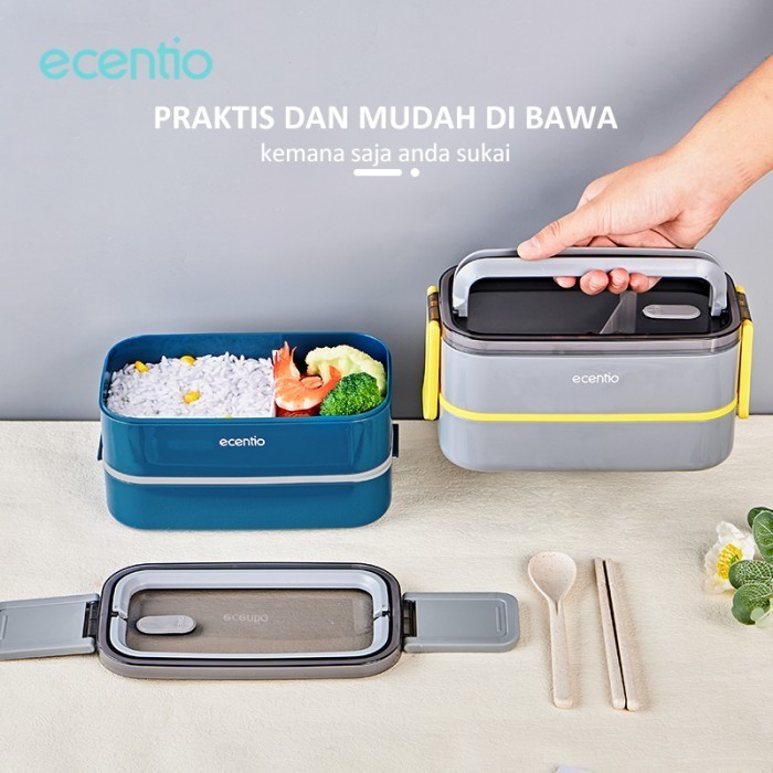 Ecentio & Foodi Lunch Box 2/3 Susun Rantang Tempat Bekal Makan Anti