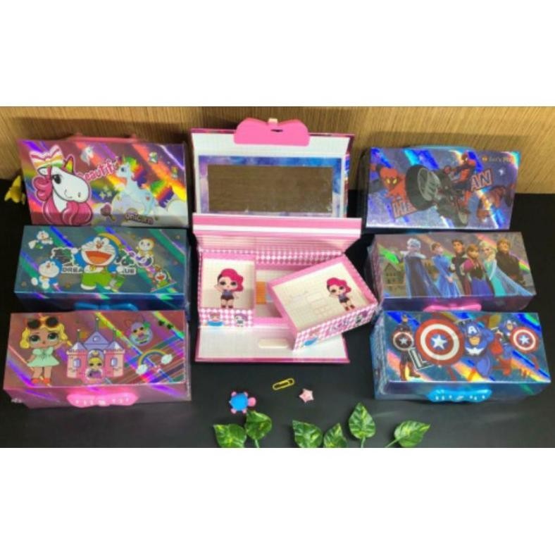 

[Promo][Cod][Gratis Ongkir] Kotak Pensil Kode 3 Tingkat Metalik 3Dimensi/Pencil Case Password/Kotak Pin