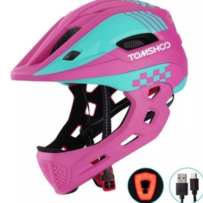 Terbaru Helm Anak Tomshoo Full Face Pushbike Balance Push Bike Sepeda Bmx Cycling Helmet Promo
