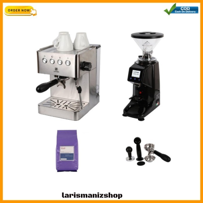 Ready Paket Espresso Machine Latina Primo Grinder DX60-E VEGA 5kg Kopi