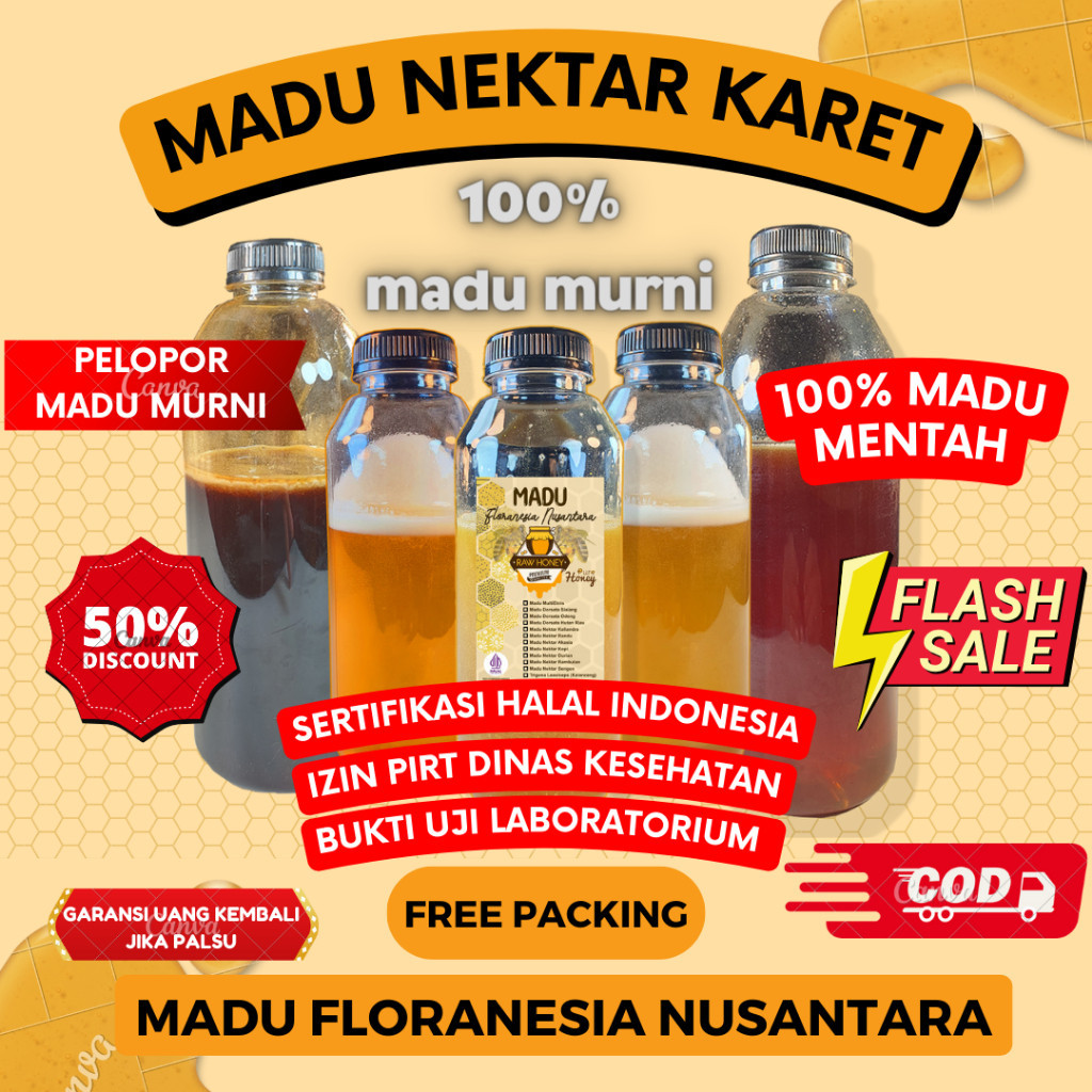 

MADU MURNI MADU ASLI NEKTAR KARET 500 Gram KUALITAS PREMIUM FULL NEKTAR 100% RAW HONEY MADU FLORANESIA NUSANTARA ESOXSE MADU