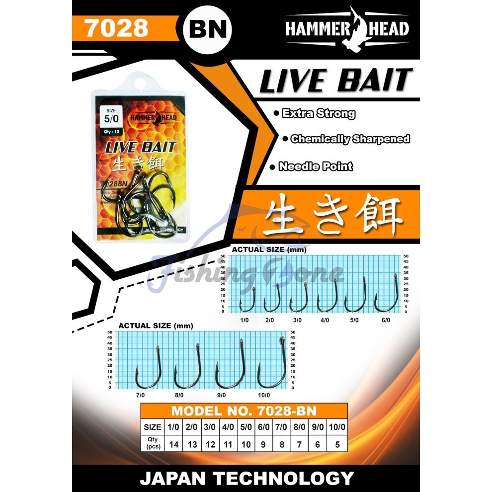 Hammer Head LIVE BAIT Hooks 7028BN Ring - Mata Pancing Kail Laut Tajam