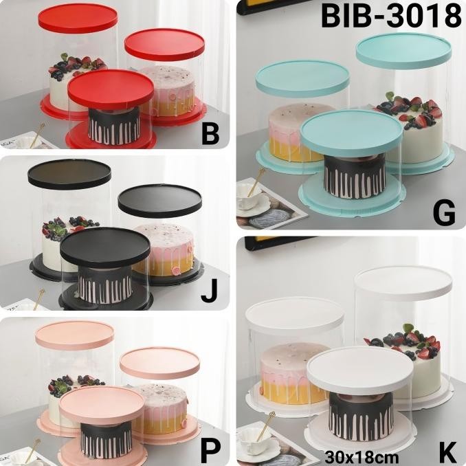 GR-BIB-30 Kotak dus cake glass mika gift box kue bulat hantaran 30cm KS