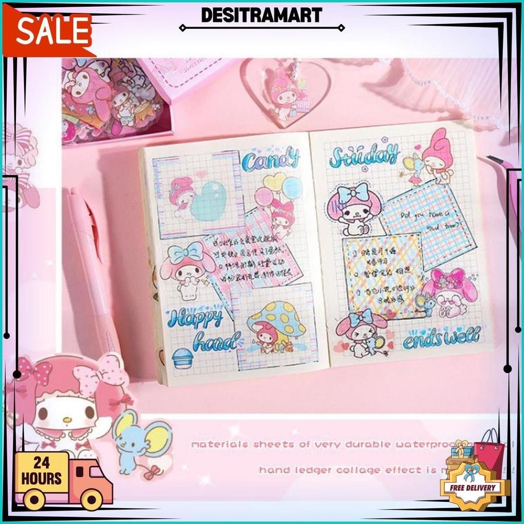 

100Pcs Sticker Sanrio / Sticker Hello Kitty My Melody Kurumi Pom Purin Cinnamoroll Pet Tahan Anti Air Waterproof Hiasan Diy Best Seller