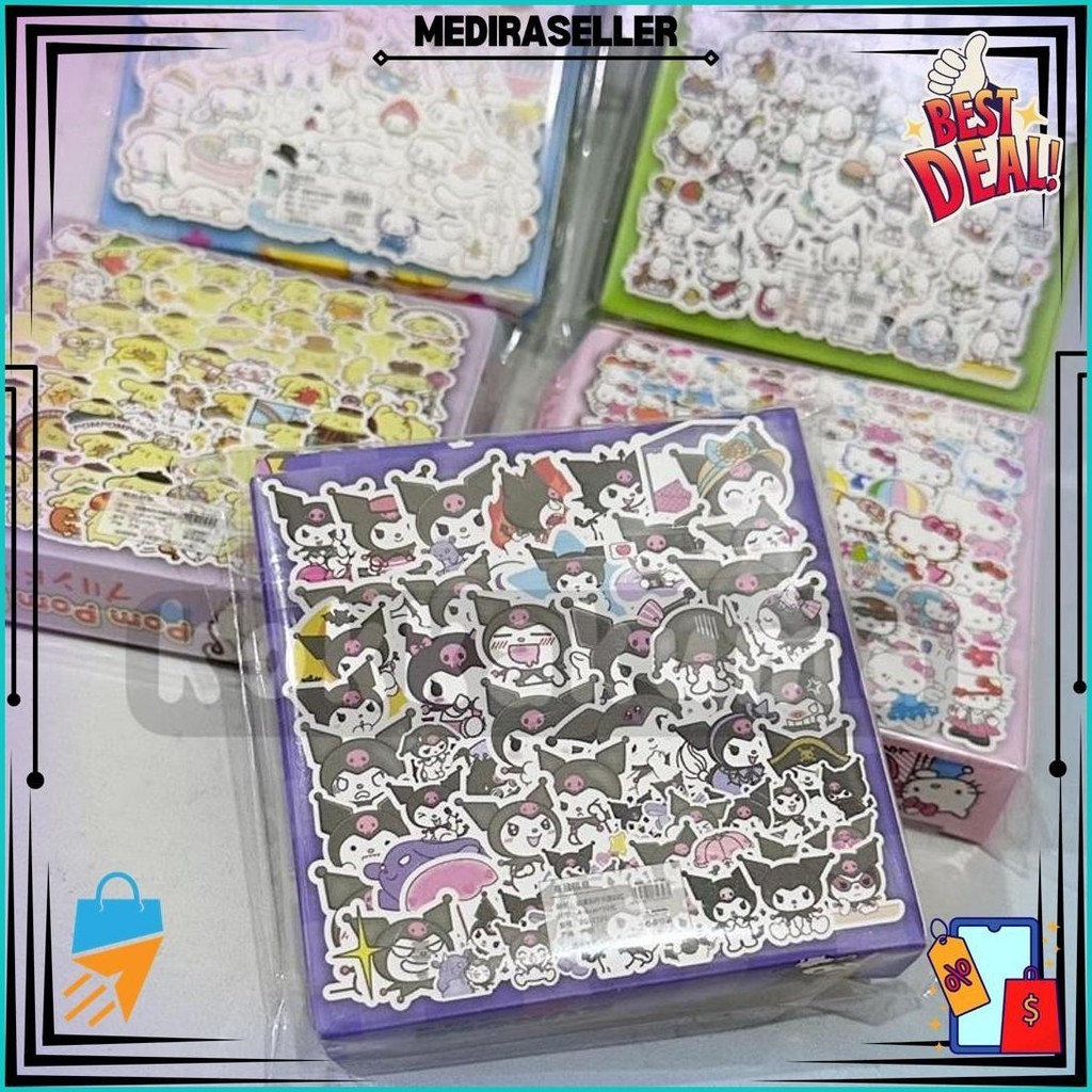 

( Kkm ) Sanrio Hello Kitty / Pochakko / Cinnamorol / Pompom Purin / Kuromi Aesthetic Sticker Kisscut Box Isi 50 Pcs Karakter Lucu Untuk Anak Set Cod