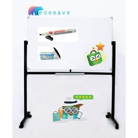 

Jual 120X120 Papan Tulis Berdiri Beroda White Board Non Magnetik Ecosave