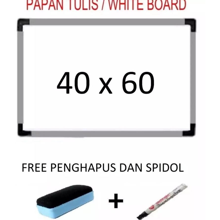 

ORIGINAL Papan Tulis Whiteboard 40x60 Free Spidol Dan Penghapus Bingkai Aluminium er-6