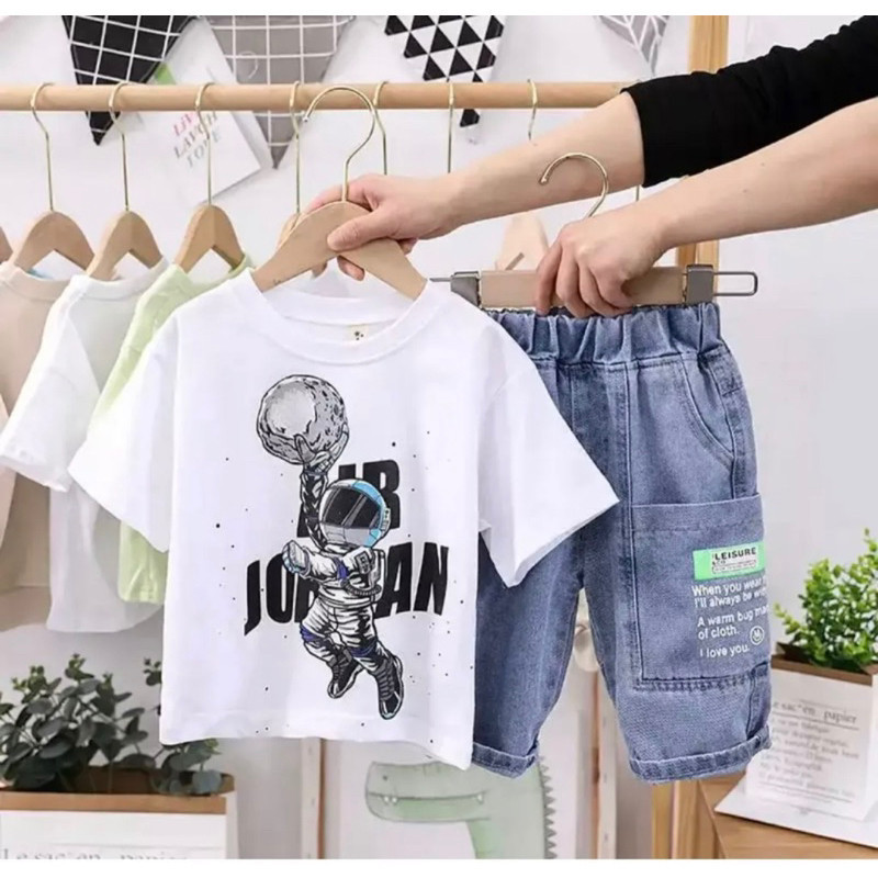 Baju Plus Celana Ansk Laki Berkualitas Oneset 1-6 Th Setelan Cwok Stelan Laki-Laki Viral Wanset Anak