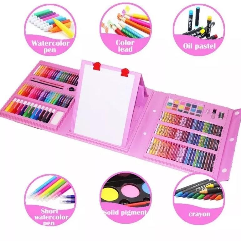 

Ad-56 Set Alat Gambar Crayon Krayon 208Pcs Drawing Painting Set Kado Anak Promo