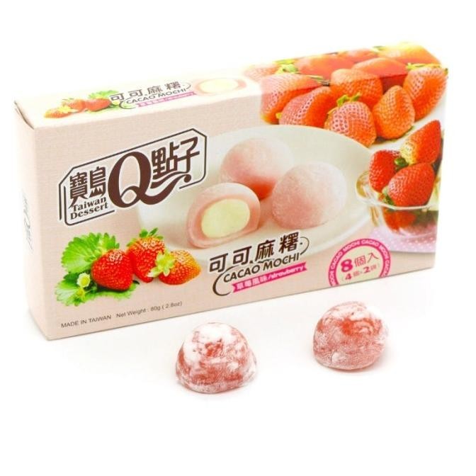 

Taiwan Dessert Cacao Mochi Strawberry Flavor Cream Isi 8 Pcs AS99