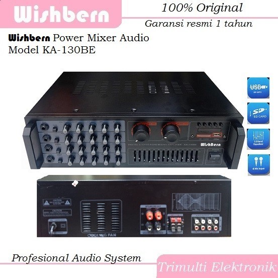 Terlaris!! Power Amplifier Wishbern New Bluetooth Sd Usb Original 300 Watt