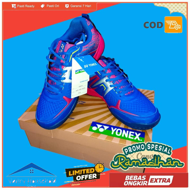 YONEX TOKYO 2 Badminton Shoes BLUE / FIERY / SILVER Tokyo II Sepatu - KARDUS