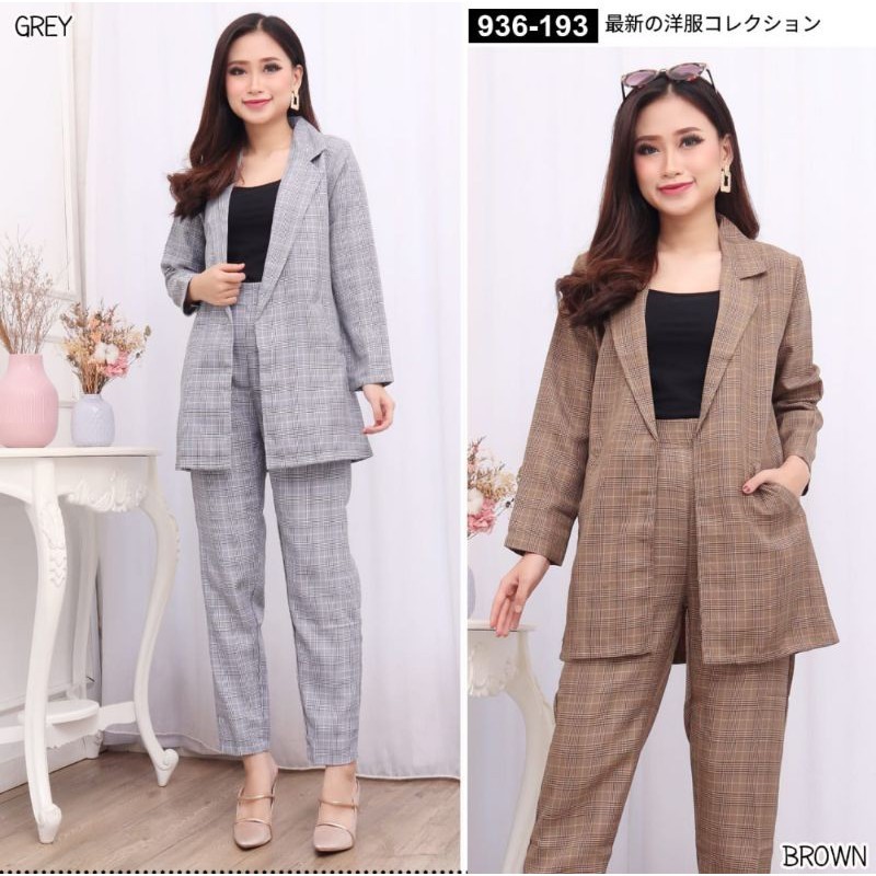 Blazer Atasan Bawahan Terbaru Blazer Secelan Wanita Cewek Setelan Polos Jumbo Gratis Ongkir M L Xl X