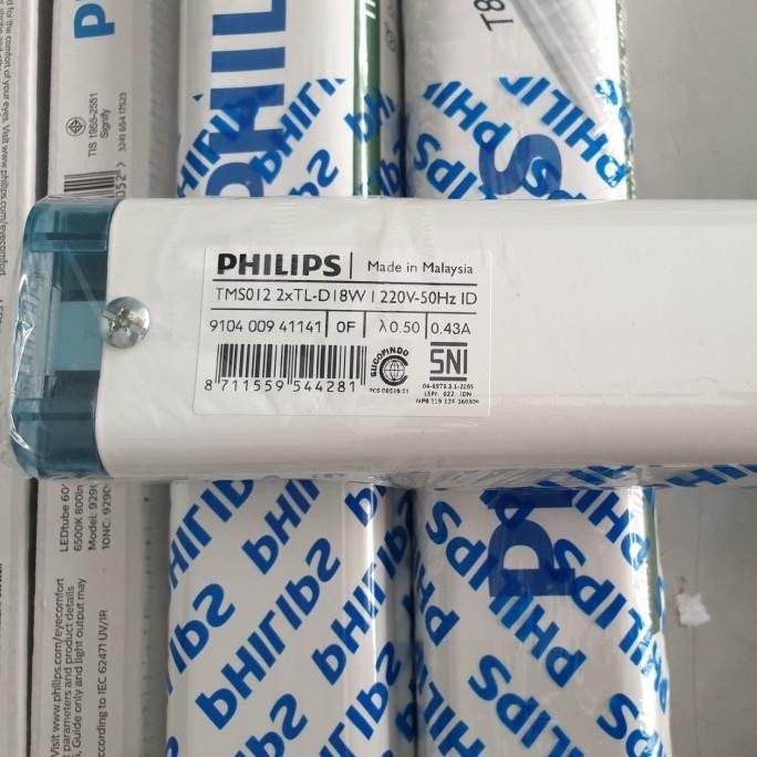 BEBAS ONGKIR - Philips Kap Lampu TL 2x18 Watt Simbat TMS012 Kap Rumah Lampu