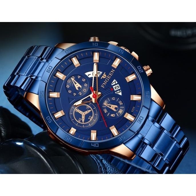 JAM TANGAN PRIA FNGEEN ORIGINAL STONER JAM086B2 RANTAI STAINLESS BIRU