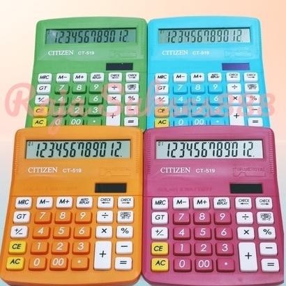 

VIRAL Calculator Kalkulator Citizen CT 519 12 digit warna pink hijau biru orange CITIZEN CT-519 gj-46