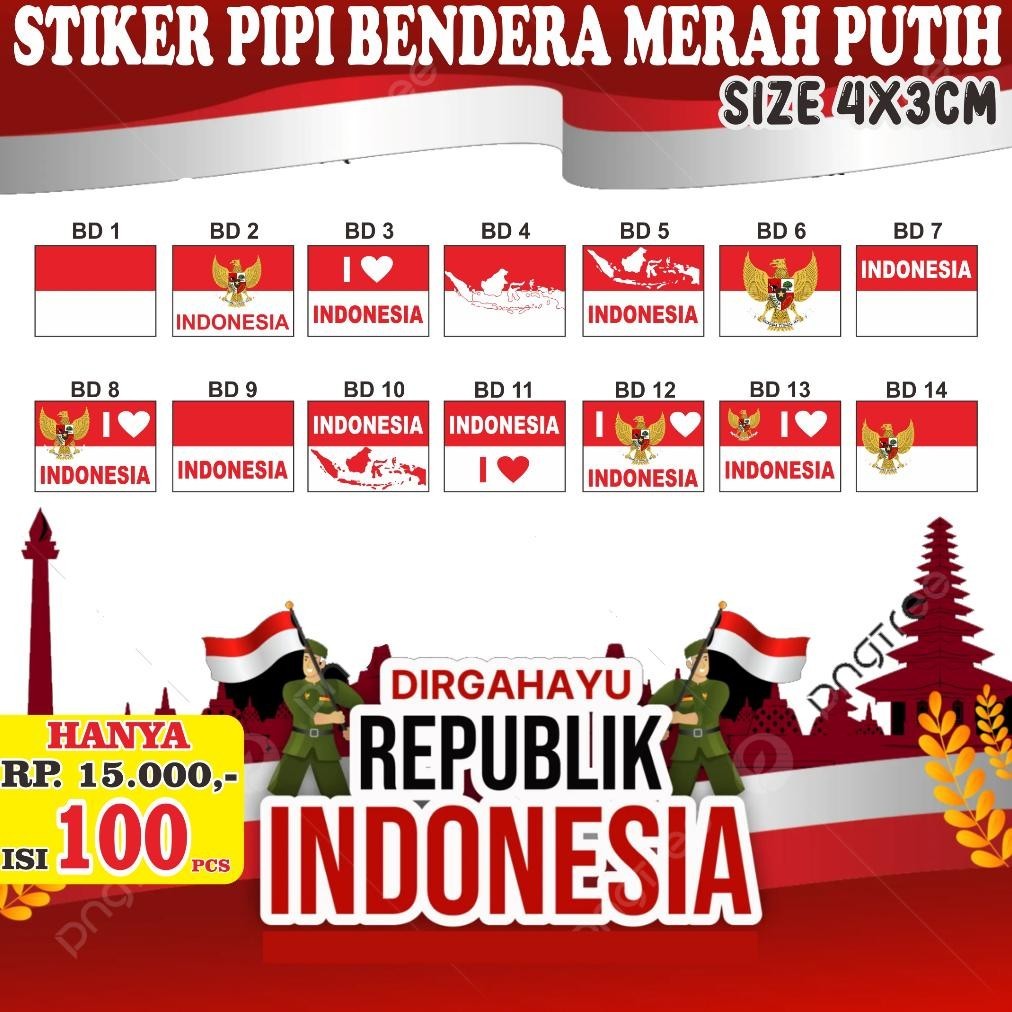 

GH (100PCS) Sticker Pipi Merah Putih | Tempelan Pipi Bendera TERMURAH TERLARIS