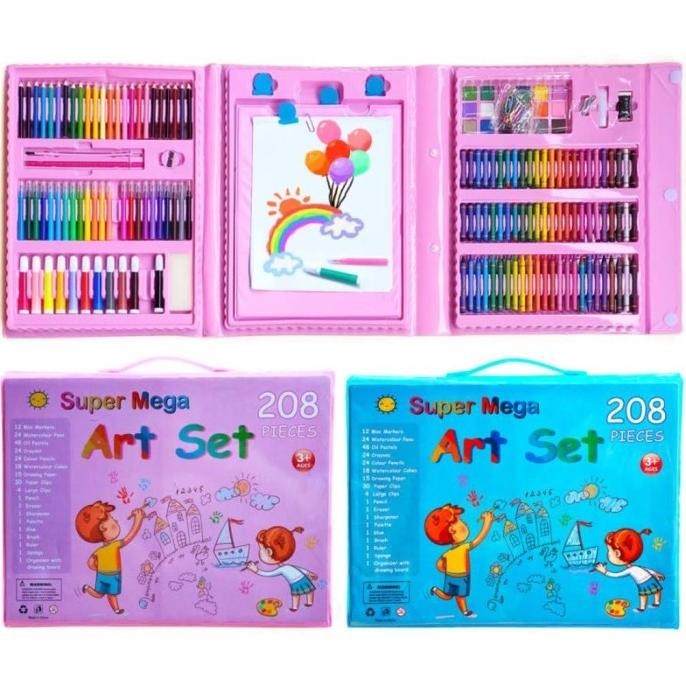 

COD Super Mega Art Set Alat Gambar Tulis Anak Crayon Pensil Warna 208 Pcs ta-70