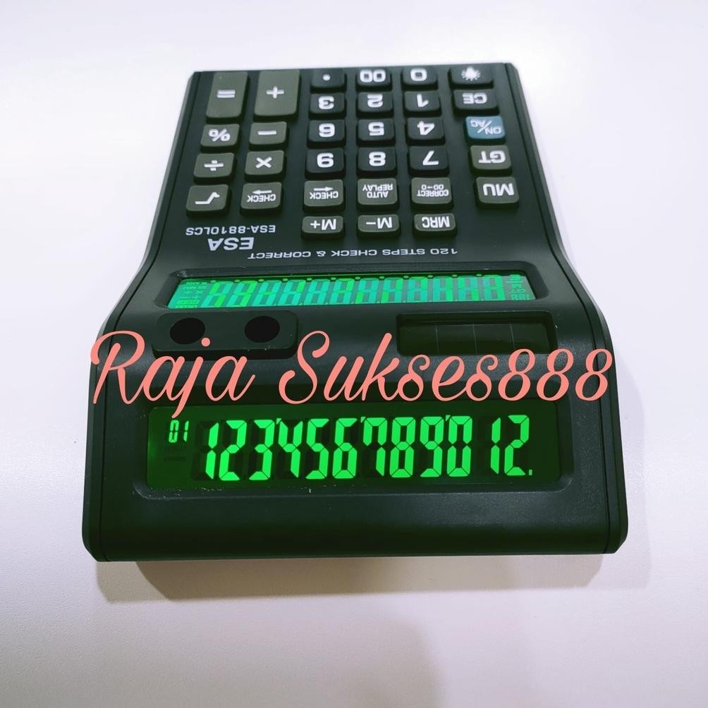 

SPECIAL Kalkulator Calculator Esa 8810 2 Layar Led menyala 12 Digit Lampu Hijau yui-7