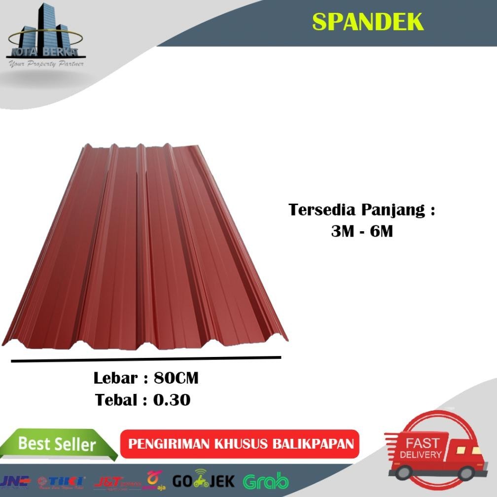 Stok Banyak ATAP SPANDEK ZINC/ SENG SPANDEK 0,30 mm x 80 CM PER LEMBAR ||