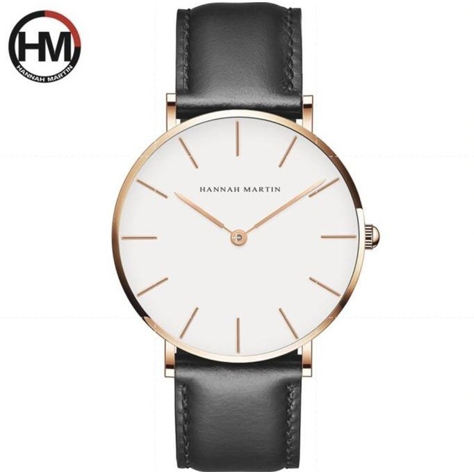 Jam Tangan Pria Hannah Martin Leather Kulit Analog Premium Cb01
