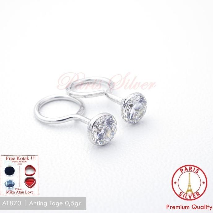 Anting Toge Kecil Bayi Permata Perak 925 Lapis Emas Giwang tekuk