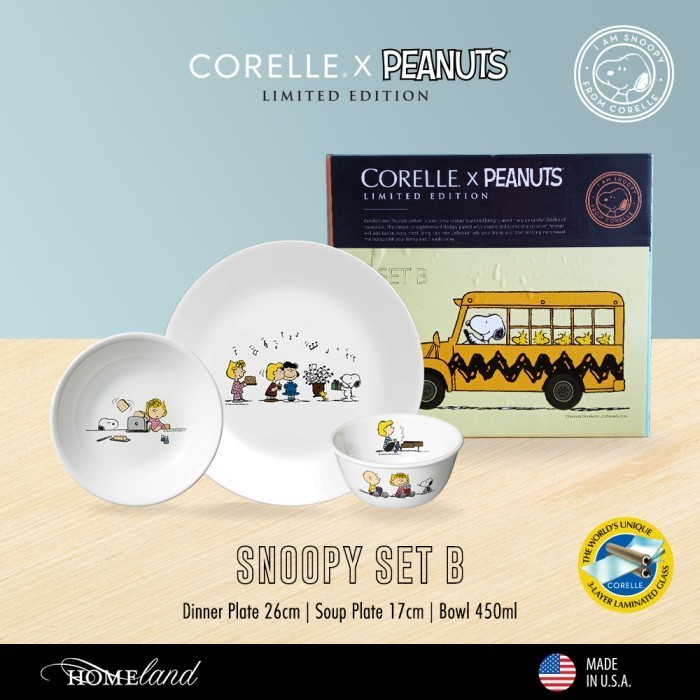 Corelle Snoopy Kids Set / Piring Makan Anak