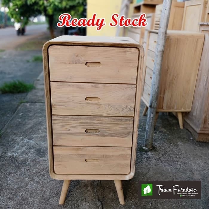 Nakas Retro Jati 4 Laci Murah Ready Stock| Mebel Jepara