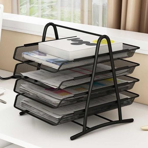 

BARUU RAK DOKUMEN KERTAS STORAGE BOX ORGANIZER MAP DOKUMEN 4 TINGKAT UKURAN 27 X 34 X 32 CM