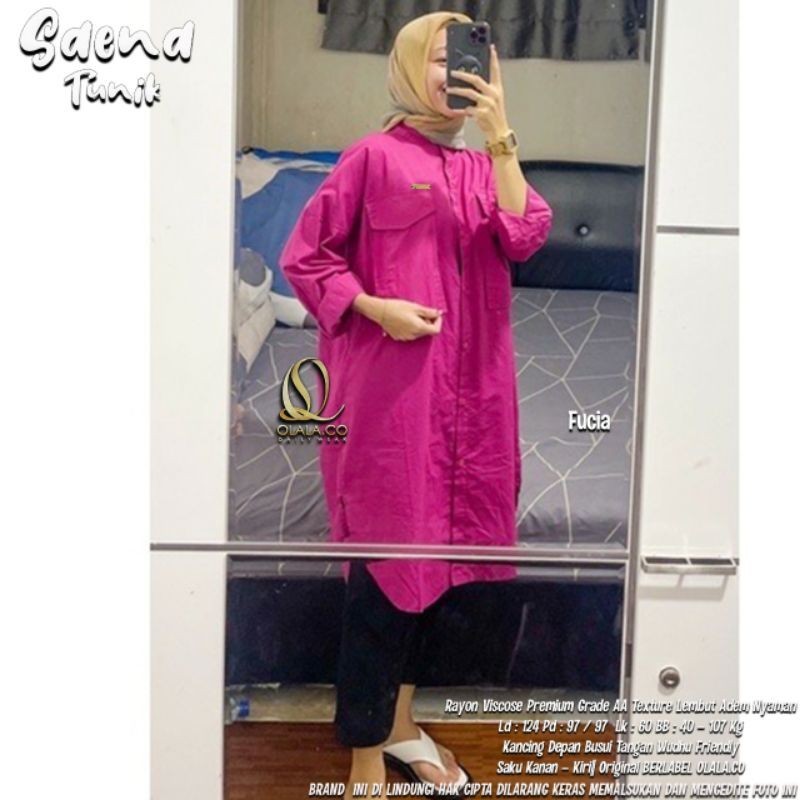 Syaina Tunik fushia Oversize Ld 120 -140 Katun Viscose adem