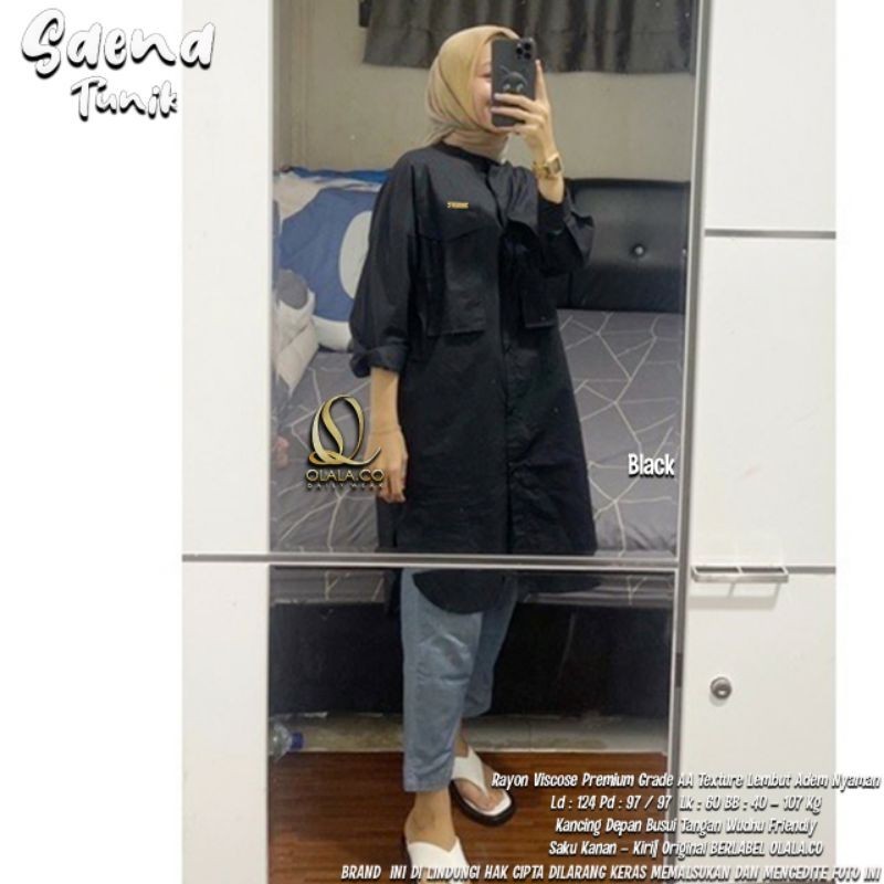 Black / Hitam Syaina Tunik Oversize Ld 120 -140 Katun Viscose adem