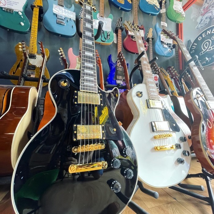 Ami Gitar Sqoe Selp 300 Les Paul Black Beauty Gold Hardware