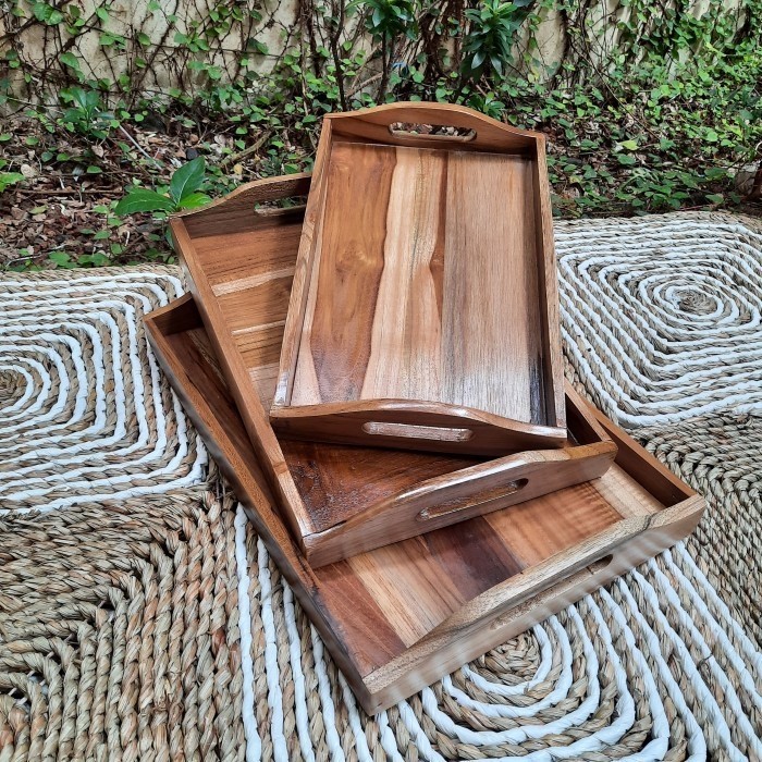 BAKI KAYU JATI / NAMPAN KAYU JATI / TRAY KAYU / WOODEN TRAY NJ07