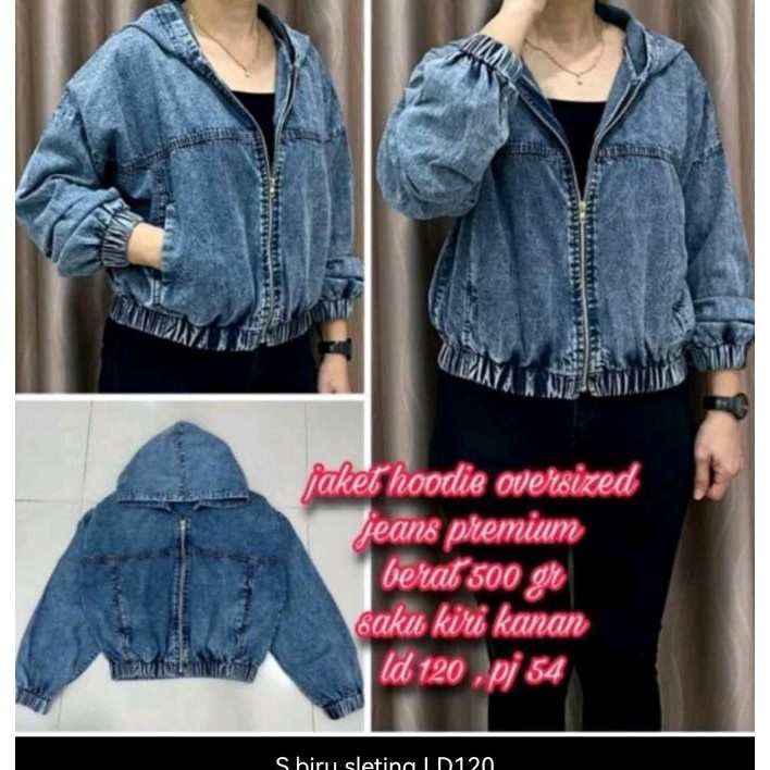 JUMBO JAKET WANITA SOFT JEANS LEMBUT HOODIE POLOS LD 120