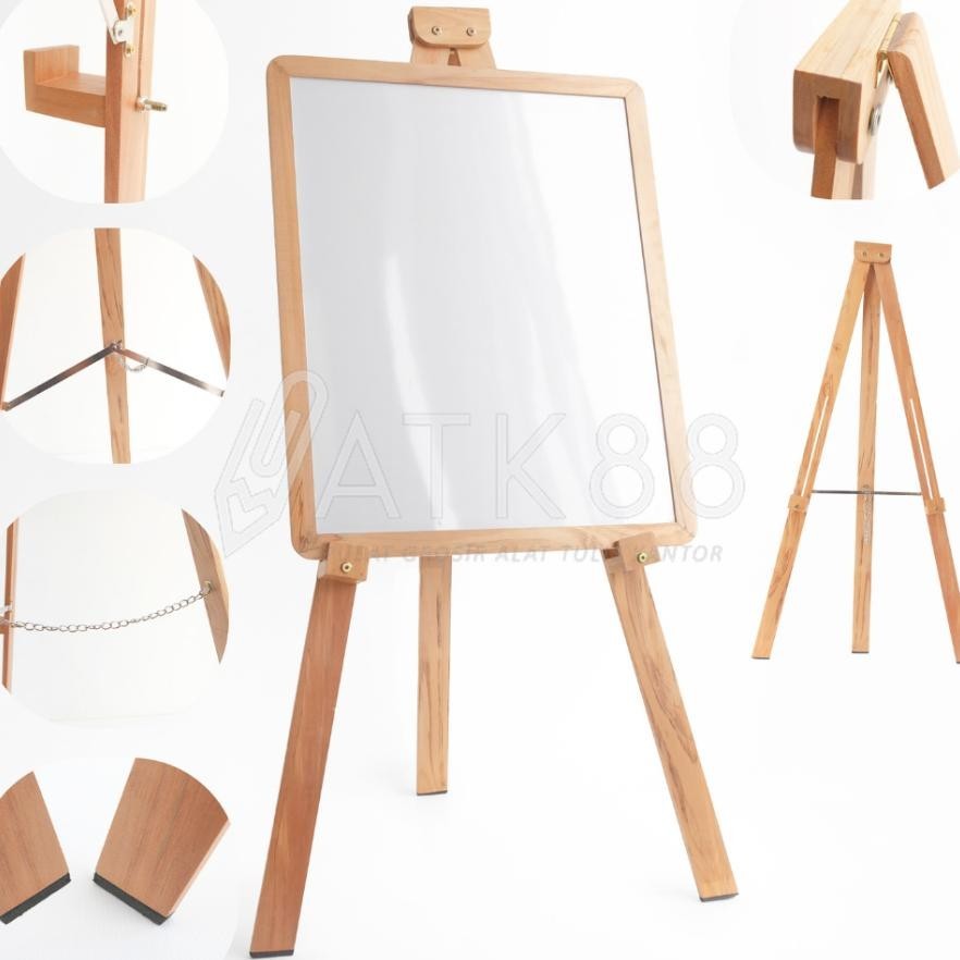 

Easel Stand Kayu Tri + Papan Tulis Bla & White Board Wood