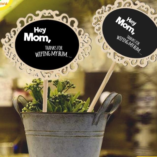 

Si10Pcs Ni Chalkboard Stand Heart / Papan Tulis Kapur Hati Oval Bla Board