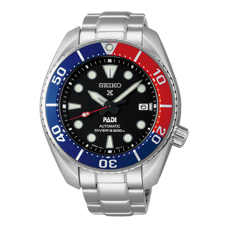 Jam Tangan Pria Seiko Prospex SPB181J1 PADI Sumo Pepsi Automatic Black Dial Stainless Steel Strap