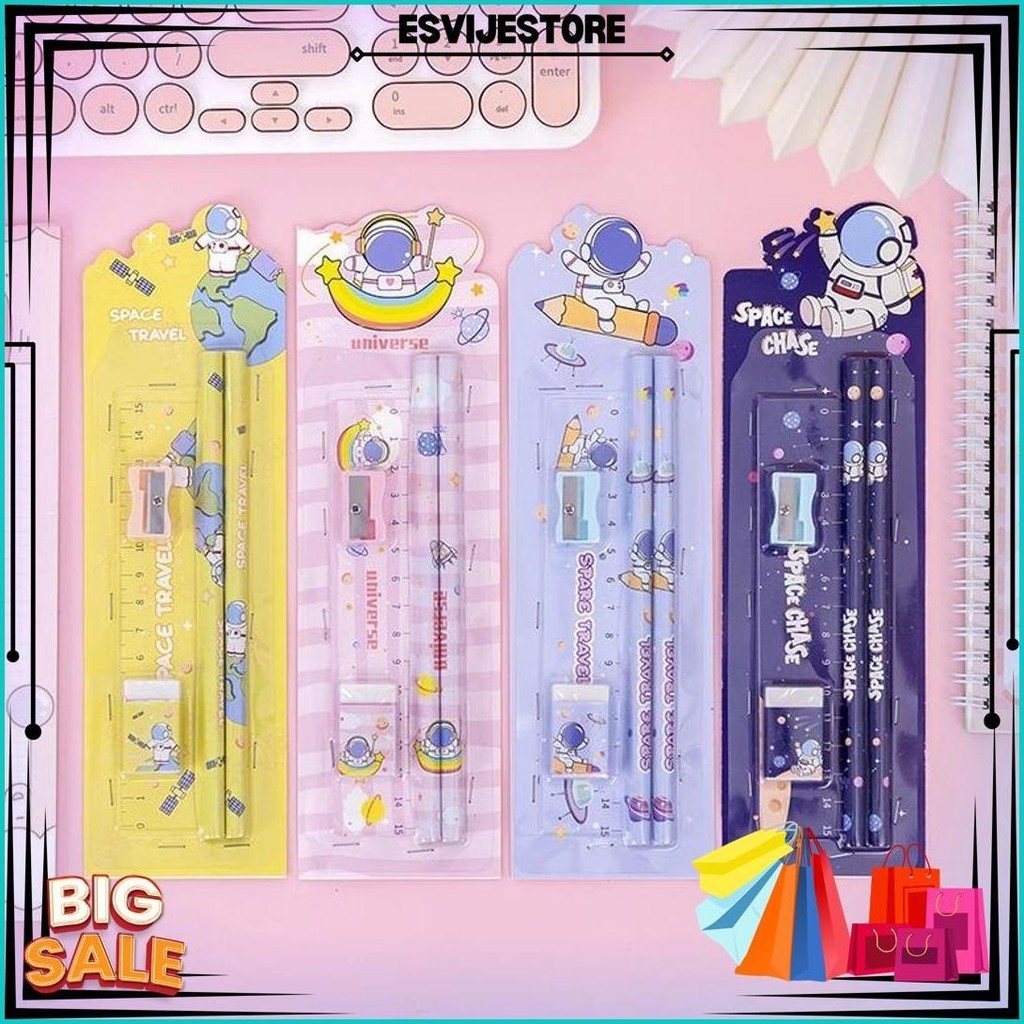 

1 Set 5 Pcs Paket Alat Tulis / Stationery Kit For School / Paket Alat Tulis Termurah Lg Sale