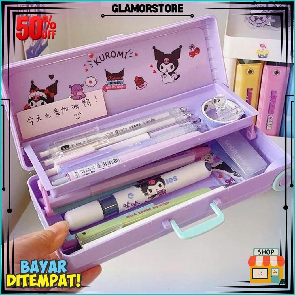 

CodSanrio Diy Kotak Alat Tulis Bentuk Bagasi Kreatif Portabel Kapasitas Besar Cute Girl Heart 3D Pencil Bag Gratis Ongkir