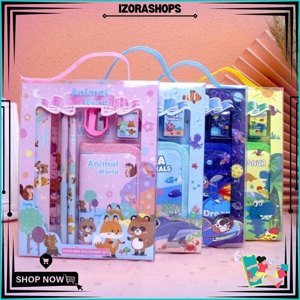 

Kings - S5926 Stationery Set / Alat Tulis Set 6 In 1 Hadiah Souvenir / Paket Alat Tulis + Dompet Anak / Alat Tulis Set Karakter Sale